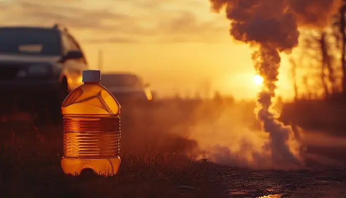 نمایی از اثرات زیست‌محیطی روغن موتور و دود خودرو در طبیعت