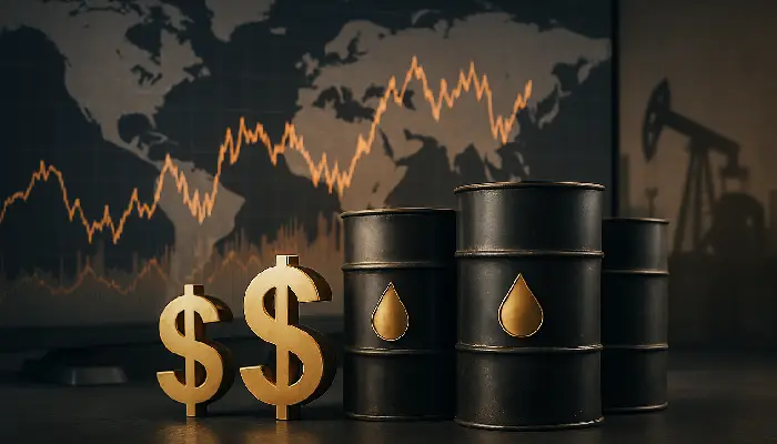 نوسان قیمت نفت در بازار جهانی با پسزمینه نمودار