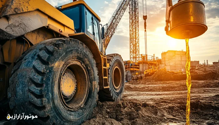 روغنریزی سیستم هیدرولیک لودر در پروژه عمرانی توسط تکنسین متخصص