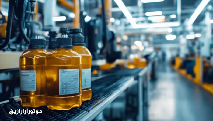 بستههای روانکار صنعتی در کنار ماشینآلات خط تولید خودرو