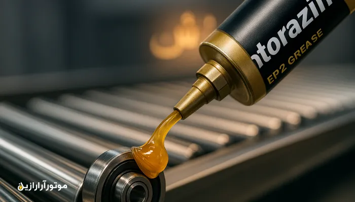 کاربرد گریس EP2 در رولربرینگ نوار نقاله بستهبندی؛ پخش روغن صنعتی در گراش