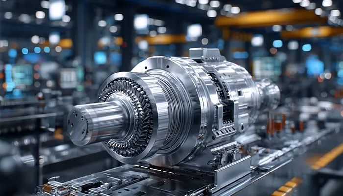 نمای نزدیک از قطعات گیربکس صنعتی روانکاری شده با روغن دنده و گریس تخصصی موتورازین