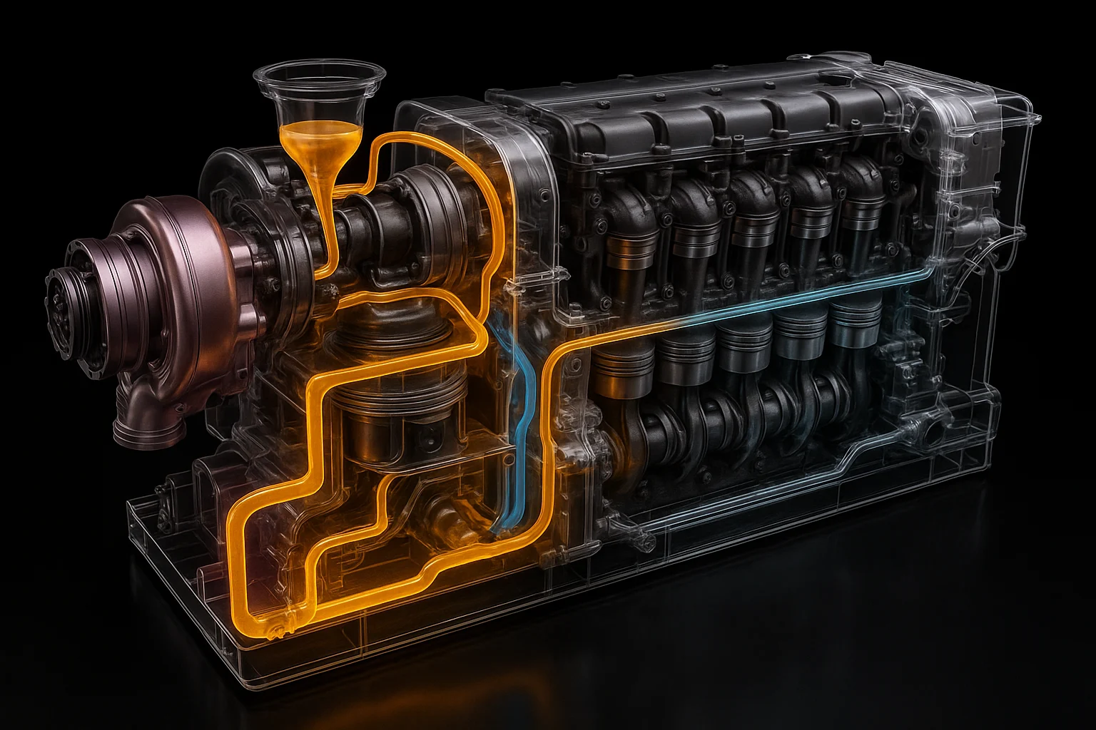 مسیر گردش و خنک‌کاری روغن در موتور توربوشارژ؛ راهنمای انتخاب روغن موتور در شیراز برای حفاظت از قطعات حساس.