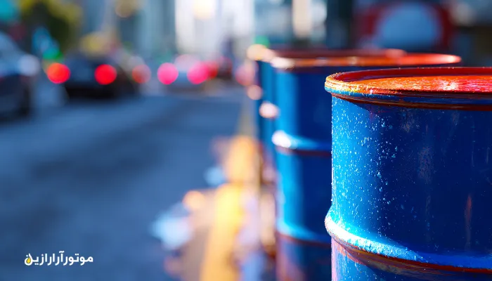 بشکه روغن موتور در بهبهان. موتورازین