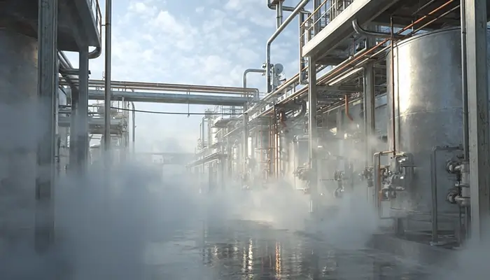 واحد صنعتی پتروشیمی با لوله‌کشی بخار و تجهیزات فلزی | روغن صنعتی پتروشیمی اراک