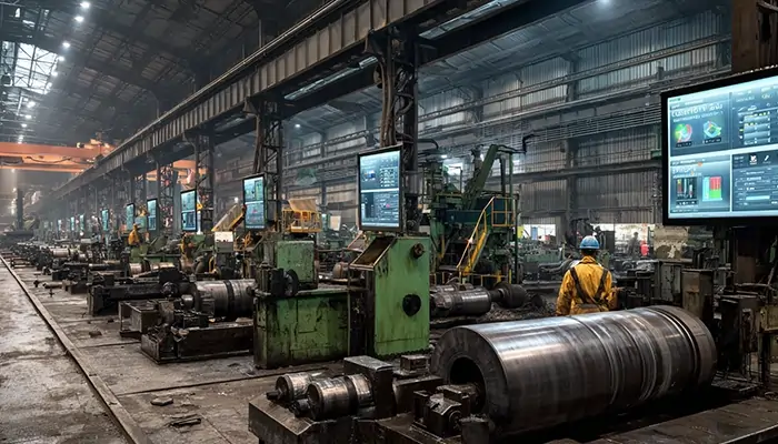 کارخانه نورد فولاد با خطوط تولید و اپراتور صنعتی | روغن دنده فولادسازی اراک