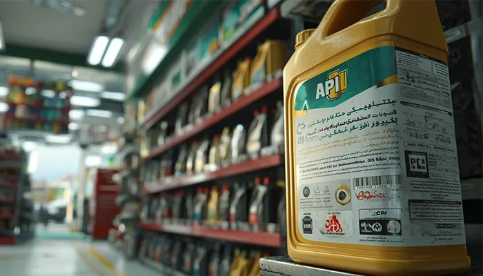 «قوطی روغن موتور API در فروشگاه روغن و روانکار خودرو در بجنورد»