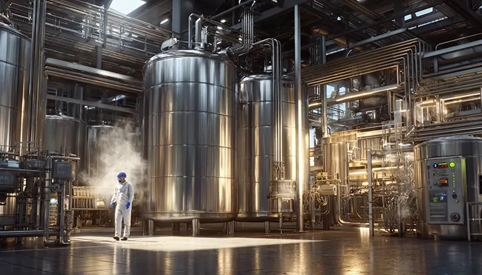 مخازن ذخیره‌سازی و فرآیند صنعتی با استفاده از روغن صنعتی برای افزایش بهره‌وری خطوط تولید