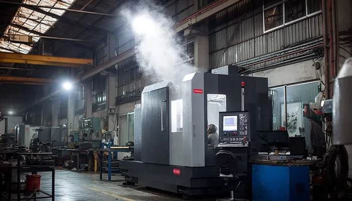 دستگاه CNC در کارگاه صنعتی با روانکار تخصصی | روغن صنعتی مخصوص ماشین‌آلات رشت