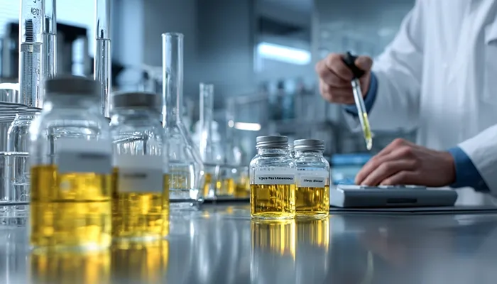 آزمایشگاه تخصصی تست کیفیت روغن صنعتی با بطری‌های نمونه | بهترین روغن صنعتی رشت