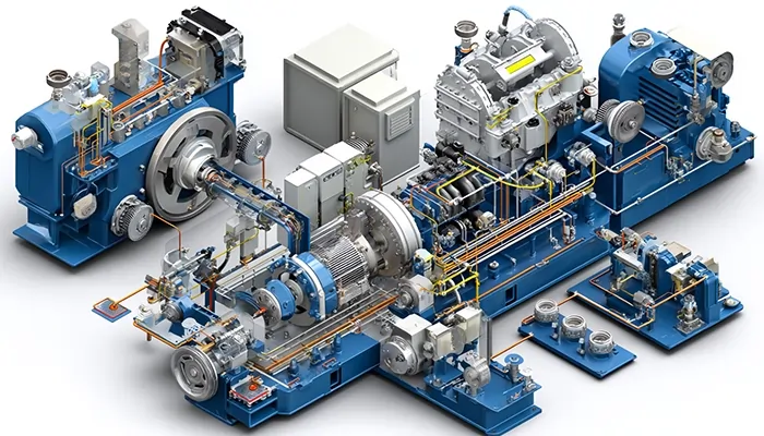 مدل سه‌بعدی تجهیزات مکانیکی و کمپرسور صنعتی | روغن صنعتی تبریز