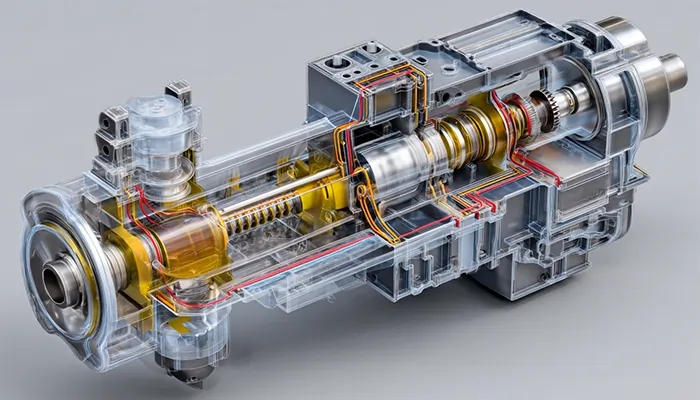 نمای مقطعی کمپرسور صنعتی با سیستم روانکاری داخلی | روغن صنعتی یزد