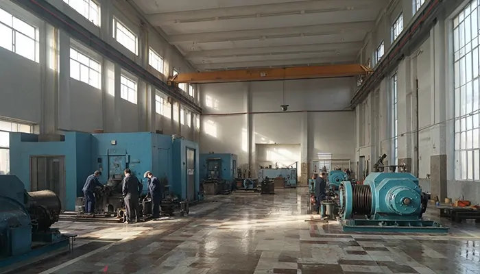 کارگران در کارگاه تعمیر موتورهای صنعتی سنگین | پخش عمده روغن صنعتی یزد