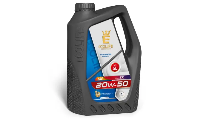 روغن موتور اکولایف 20W50 SL چهارلیتری برای خودروهای سواری بنزینی