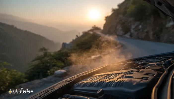 تصویر مسیر کوهستانی شیروان–قوچان با تاکید بر استارت سرد و انتخاب روغن موتور مناسب. روغن موتور شیروان