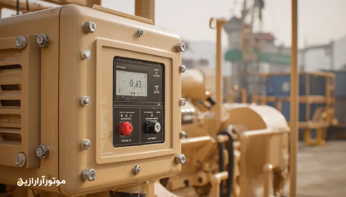 ژنراتور اسکله دیر (Dayyer) با بدنه ضدخوردگی، سیستم روانکاری پایدار و هوای مرطوب ساحلی. روغن صنعتی دیر