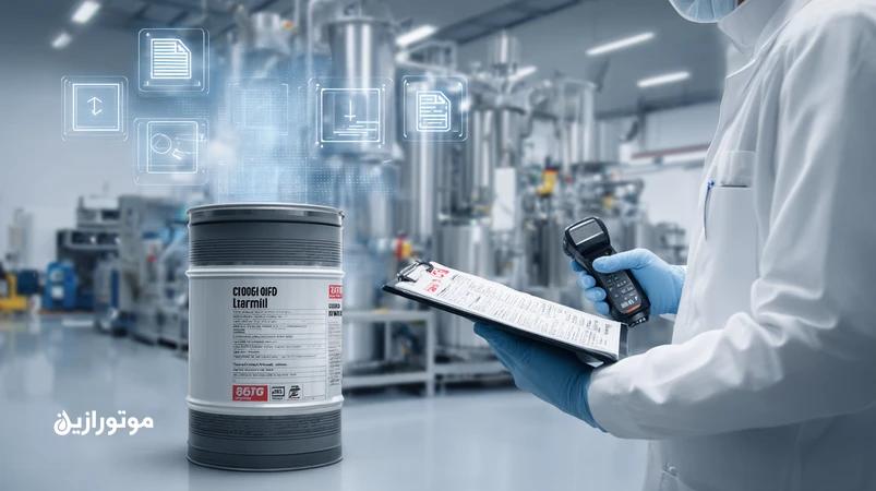 ممیزی روانکار در GMP دارویی با بررسی COA، MSDS، شماره بچ و تاریخ انقضا روی بشکه در اتاق تمیز؛ ردیابی و شفافیت در محیط استریل.