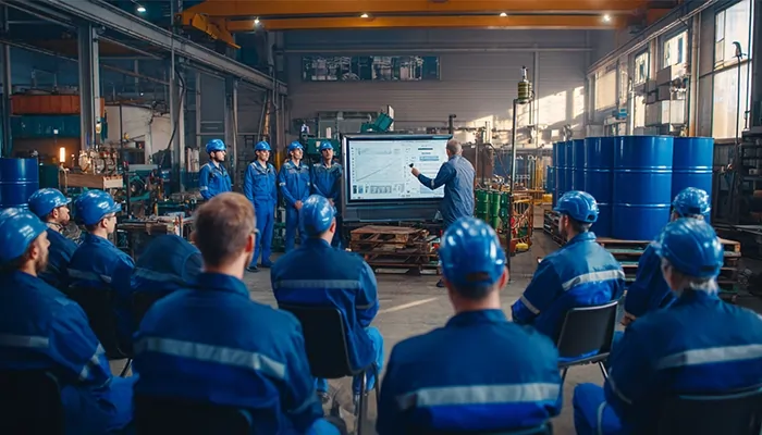 آموزش ایمنی و کار با روغن صنعتی در کارگاه تولید و نگهداری روانکارهای صنعتی