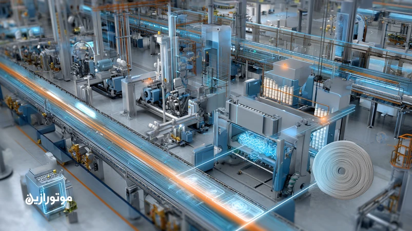 تصویر صنعتی از روانکاری ماشین‌آلات نساجی از ریسندگی تا بافندگی با تاکید بر روغن اسپیندل، هیدرولیک، گیربکس و زنجیر استنتر در محیط تولید پاکیزه