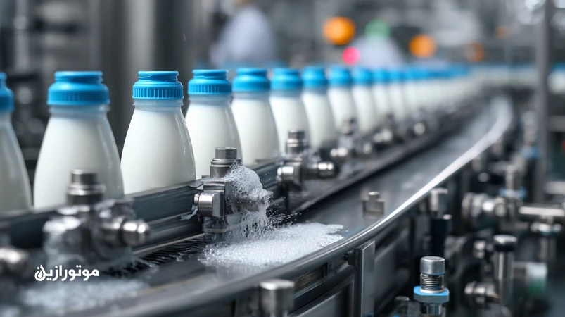 خط پرکنی لبنیات در حال CIP با بخار داغ و اعمال گریس ضدآب مقاوم شستوشو NSF H1 روی یاتاقانهای باز