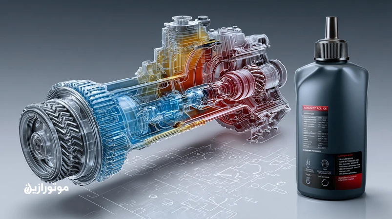 تصویر برشی از گیربکس اتومات و DCT با نمایش مسیر جریان ATF، کلاچ تر و کولر روغن؛ تاکید بر خنک‌کاری و نقش فرمول‌های جدید ATF در دوام کلاچ.