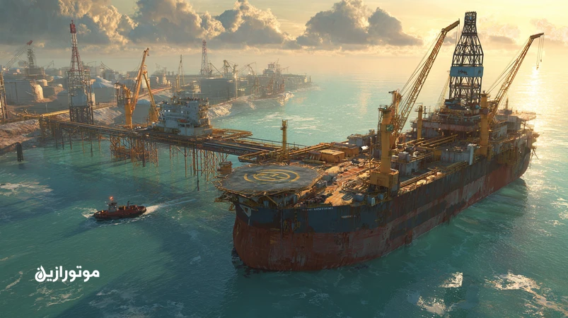 FPSO بوشهر با وینچ و جرثقیل دریایی در اسپری نمک؛ کاربرد گریس دریایی مقاوم شستوشو و روغن هیدرولیک و گیربکس ضدخوردگی در اسکله نفتی