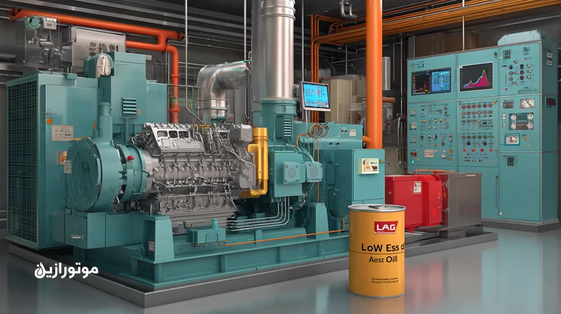 موتور گازسوز CHP با نمایش سرسیلندر و سوپاپها و ظرف روغن Low Ash؛ تاکید بر کاهش ناک، کاهش رسوب و افزایش بازده حرارتی