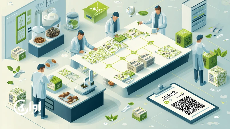 تصویر مفهومی استانداردهای ضروری برای همکاری با اوان تجارت شامل HACCP، ISO 22000 و ردیابی مزرعه‌تا‌کارخانه در صادرات محصولات کشاورزی ایران