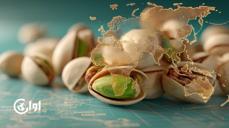 تصویر شاخص پسته ایرانی پریمیوم روی خط سورتینگ صادراتی با مسیرهای تجاری به اروپا، GCC و شرق آسیا؛ تاکید بر کیفیت، کنترل آفلاتوکسین و بسته‌بندی استاندارد._اوان تجارت