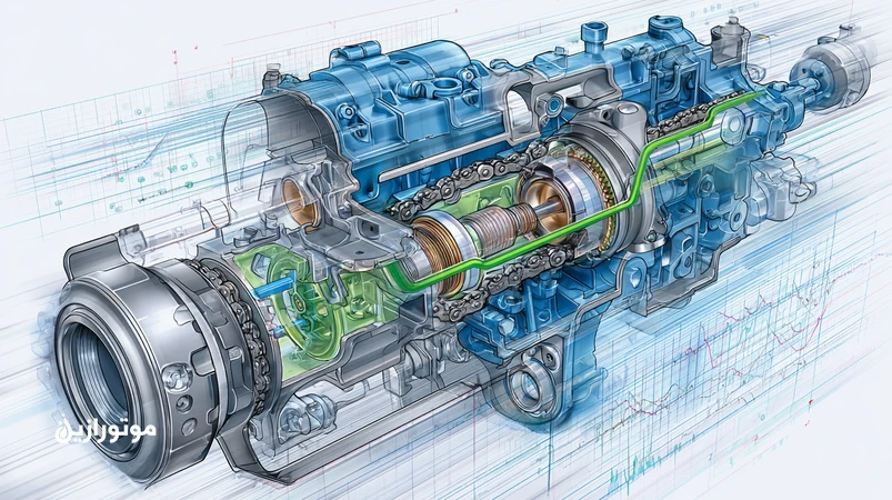 تصویر برشی موتور توربوشارژ کوچک با لایه نازک افزودنی ضداصطکاک ارگانیک روی قطعات برای کاهش NVH و صدای موتور