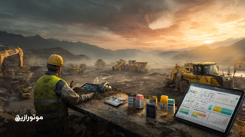 تصویر شاخص برنامه PM روانکار در پروژه عمرانی ایران با ماشینآلات سنگین، نمونهگیری روغن، داشبورد KPI و تمرکز بر مصرف روغن دیزل، دمای یاتاقان و پاکیزگی هیدرولیک