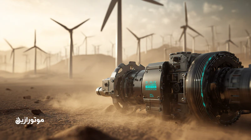 تصویر توربین بادی در اقلیم سیستان با گردوغبار و گریسکاری گیربکس؛ مقایسه گریس EP فشار بالا و گریس PAO توربین بادی برای بار ضربهای و فاصله سرویس