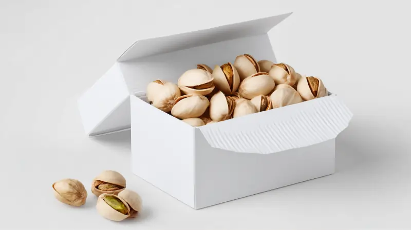 تصویر پسته کله قوچی رفسنجان در کارتن‌ مقوایی صادراتی. اوان تجارت