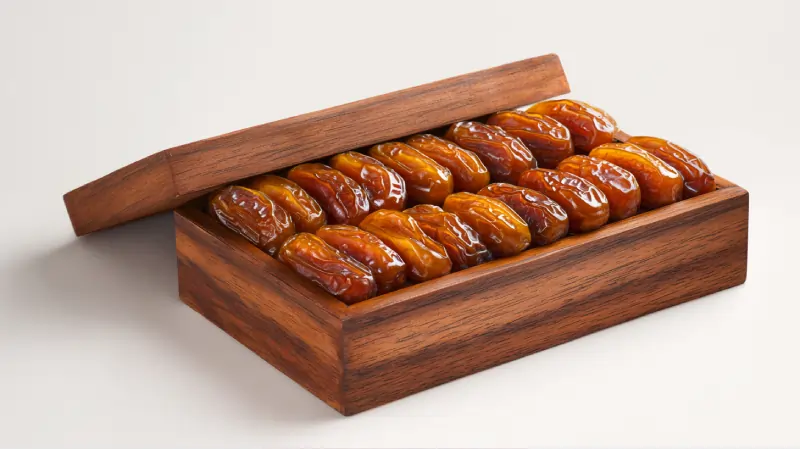 تصویر خرمای شاهانی فارس جعبه چوبی صادراتی. اوان تجارت