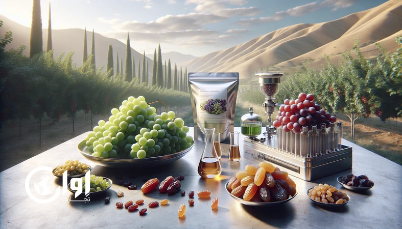 فرآوری انگور آذربایجان و محصولات فرآوری‌شده مانند کشمش و کنسانتره در کنار خرما با تمرکز بر کنترل کیفیت و بسته‌بندی صادراتی