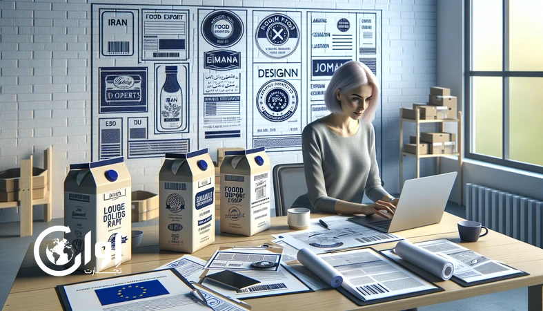 نمونه بسته‌بندی و برچسب‌گذاری محصولات غذایی ایرانی مطابق مقررات اتحادیه اروپا روی میز طراحی صادراتی