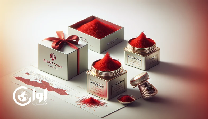 premium iranian saffron from eastern iran in export-grade metal and glass packaging representing the golden quality standard for global premium markets