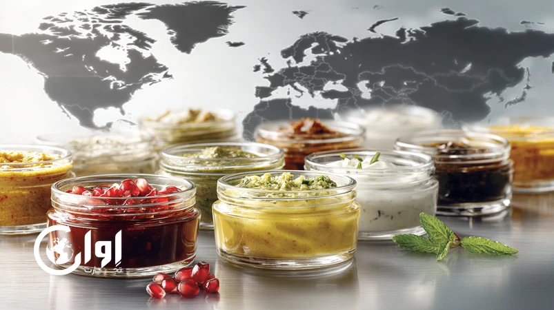 export-ready Iranian sauces and chutneys such as pomegranate sauce, yogurt mint sauce and smoky eggplant dip for Arab and European food markets