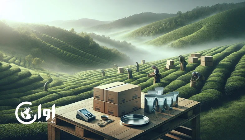 برداشت چای در باغ‌های گیلان و آماده‌سازی برای بسته‌بندی صادراتی با تمرکز بر آروما و کنترل کیفیت