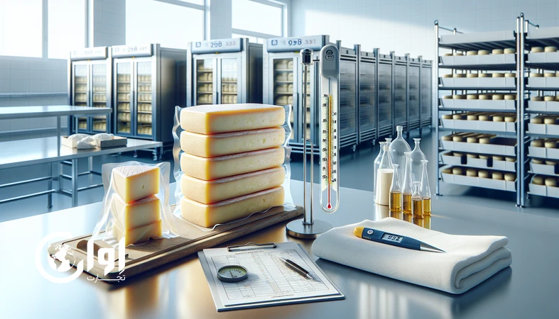 بسته‌بندی وکیوم پنیر لیقوان به‌همراه تجهیزات کنترل کیفیت و اشاره به زنجیره سرد برای صادرات لبنیات پریمیوم_اوان تجارت