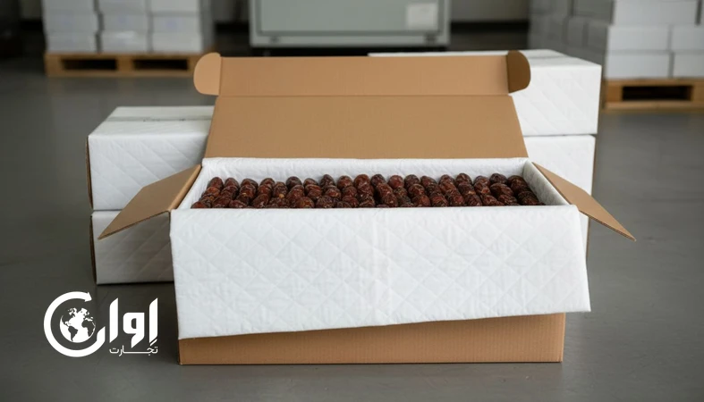 خرمای مضافتی سیستان و بلوچستان با بسته‌بندی عایق دما خرما برای صادرات مسیرهای طولانی و حفظ تازگی در مقصد