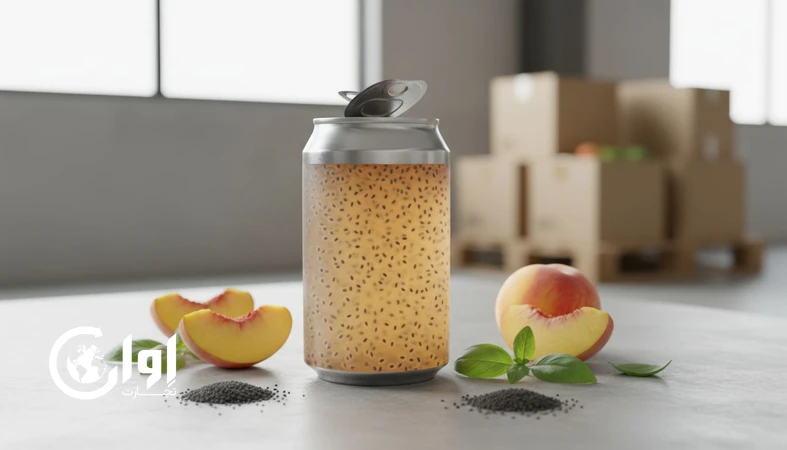 قوطی کنسرو نوشیدنی تخم شربتی با طعم هلو برای صادرات و توزیع عمده B2B