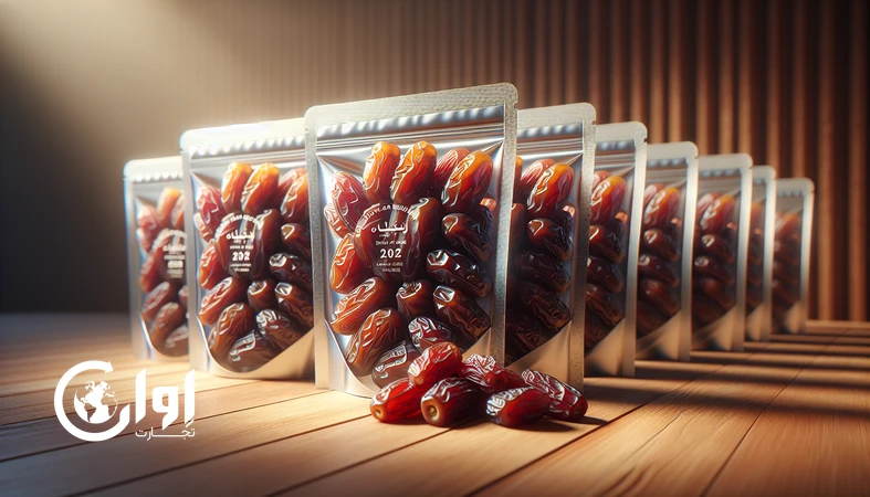 خرمای ربی سیستان و بلوچستان در بسته‌بندی پاکت و وکیوم صادراتی با چیدمان حرفه‌ای برای بازارهای خرده‌فروشی جهانی