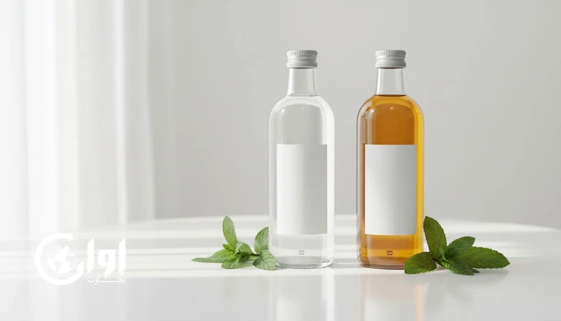 عرق شاطره صادراتی در بطری شیشه ای شفاف و بطری شیشه ای کهربایی با بسته بندی مناسب سفارش عمده_اوان تجارت