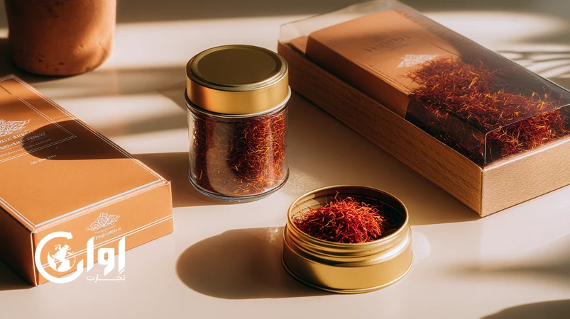 زعفران سوپر نگین تربت‌حیدریه با بسته‌بندی عایق دما برای صادرات B2B و حفظ کیفیت در حمل‌ونقل