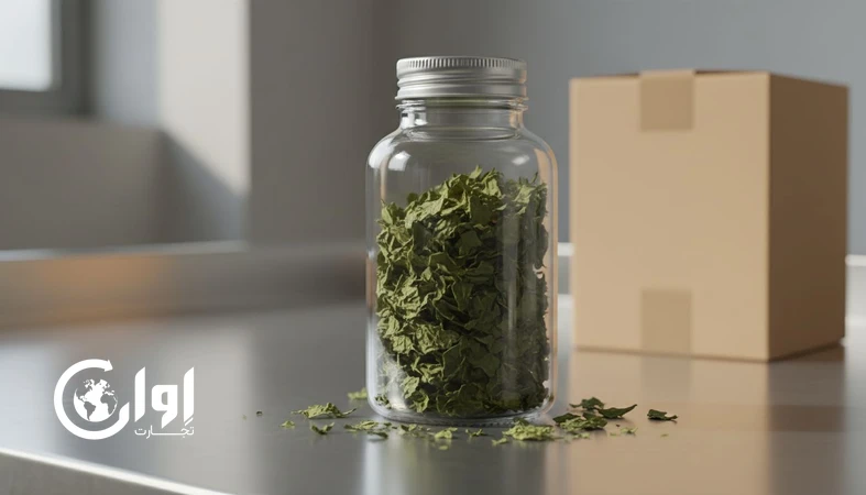 خرفه خشک بسته بندی شیشه بطری برای صادرات B2B با درپوش پلمب و نمایش بافت محصول