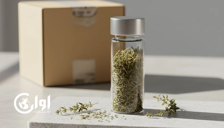 آویشن خشک در بسته‌بندی شیشه بطری با ظاهر پریمیوم برای خرید عمده و صادرات_اوان تجارت